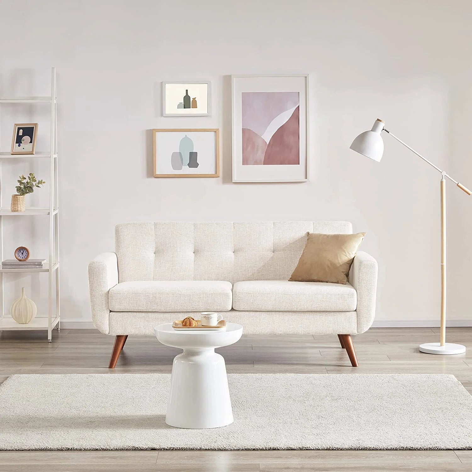 Beige Tufted Loveseat Sofa Y5254