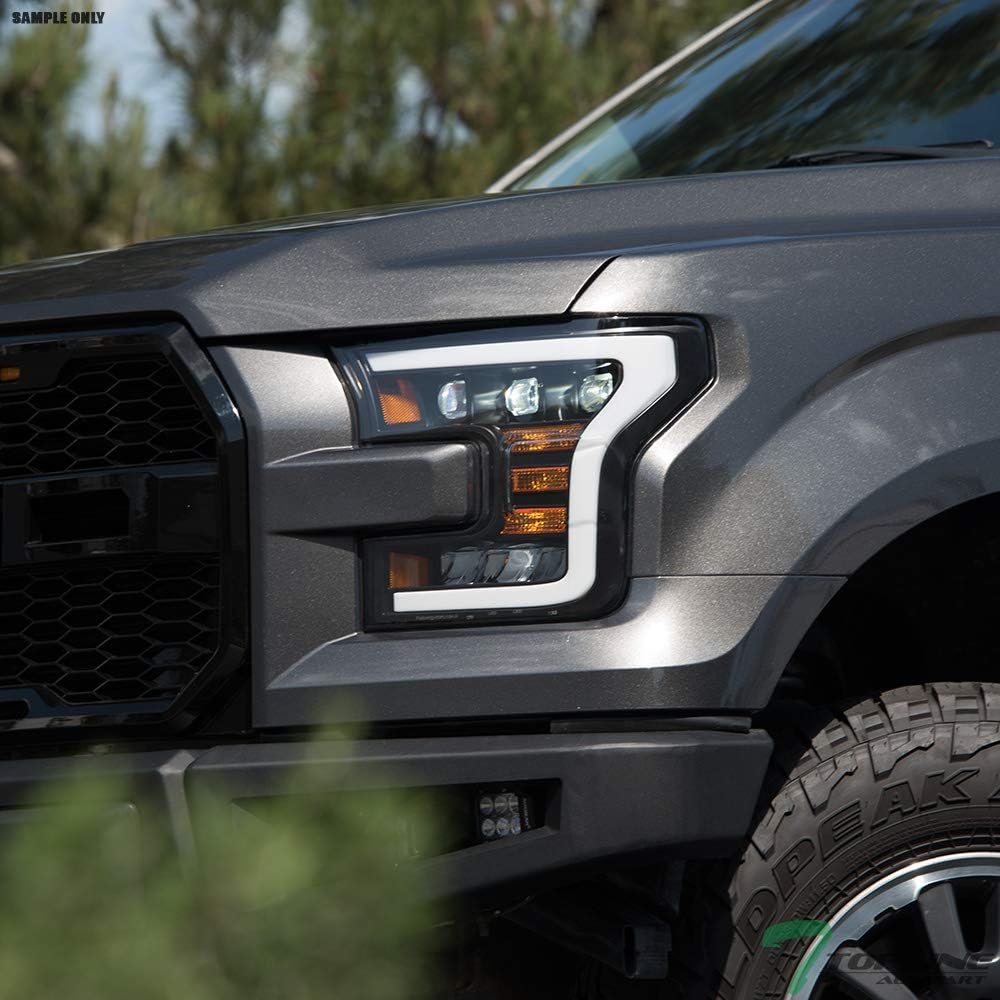 Black Housing Full LED Sequential Tri Projector Headlights For 15-17 Ford F150 B758