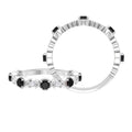 Black Spinel Ring Half Eternity Ring, 925 Sterling Silver, US 4.00 S644