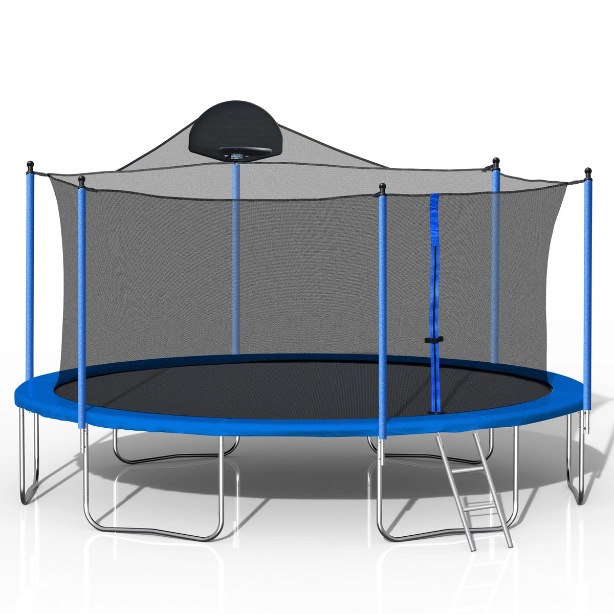 14FT Kids Trampoline with Basketball Hoop and Ladder X2410