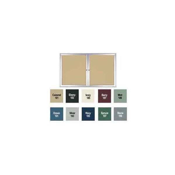 2 Door Enclosed Vinyl Bulletin Board Satin Frame Caramel C64700