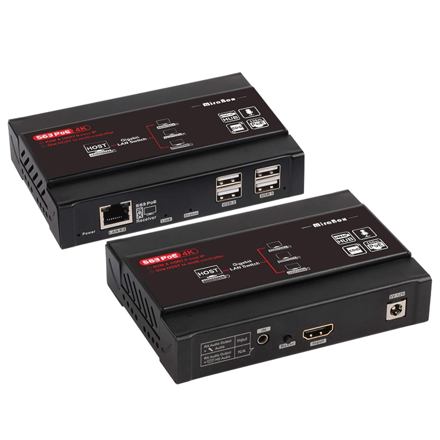 HDMI USB KVM Extender, 80m 1080P@60Hz Over RJ45 Cat5 Cat5e Cat6 Cat6e, USB2.0×2, Transmitter and Receiver S89415