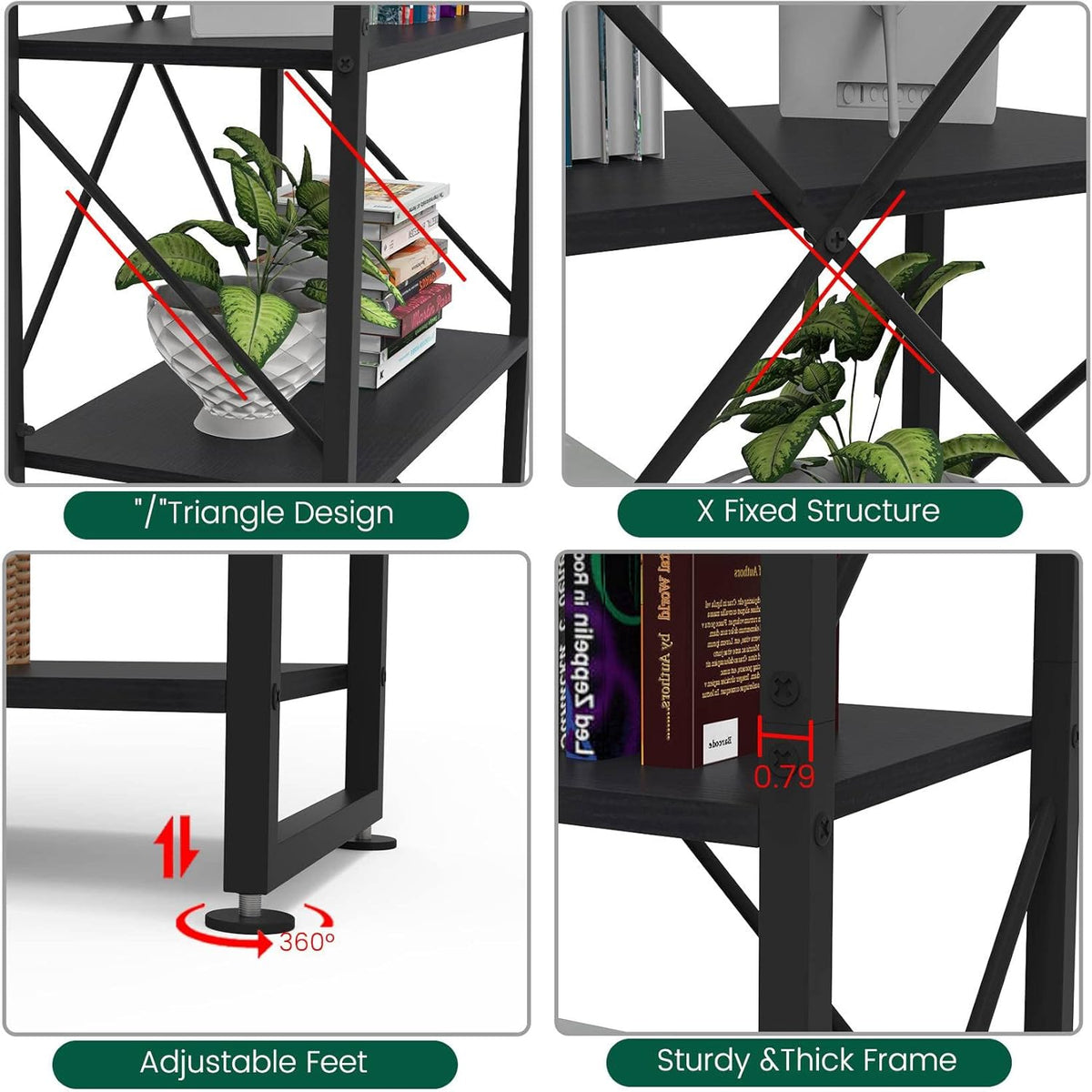 5 Tier Industrial Ladder Shelf Bookcase F3318
