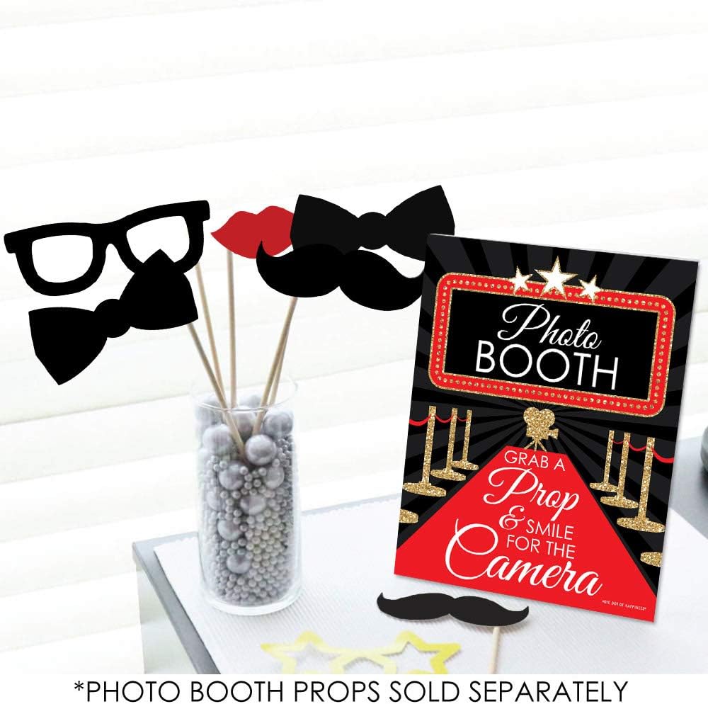 Red Carpet Hollywood Photo Booth Sign, 10.5 x 13.75 inches, 1 Piece P795