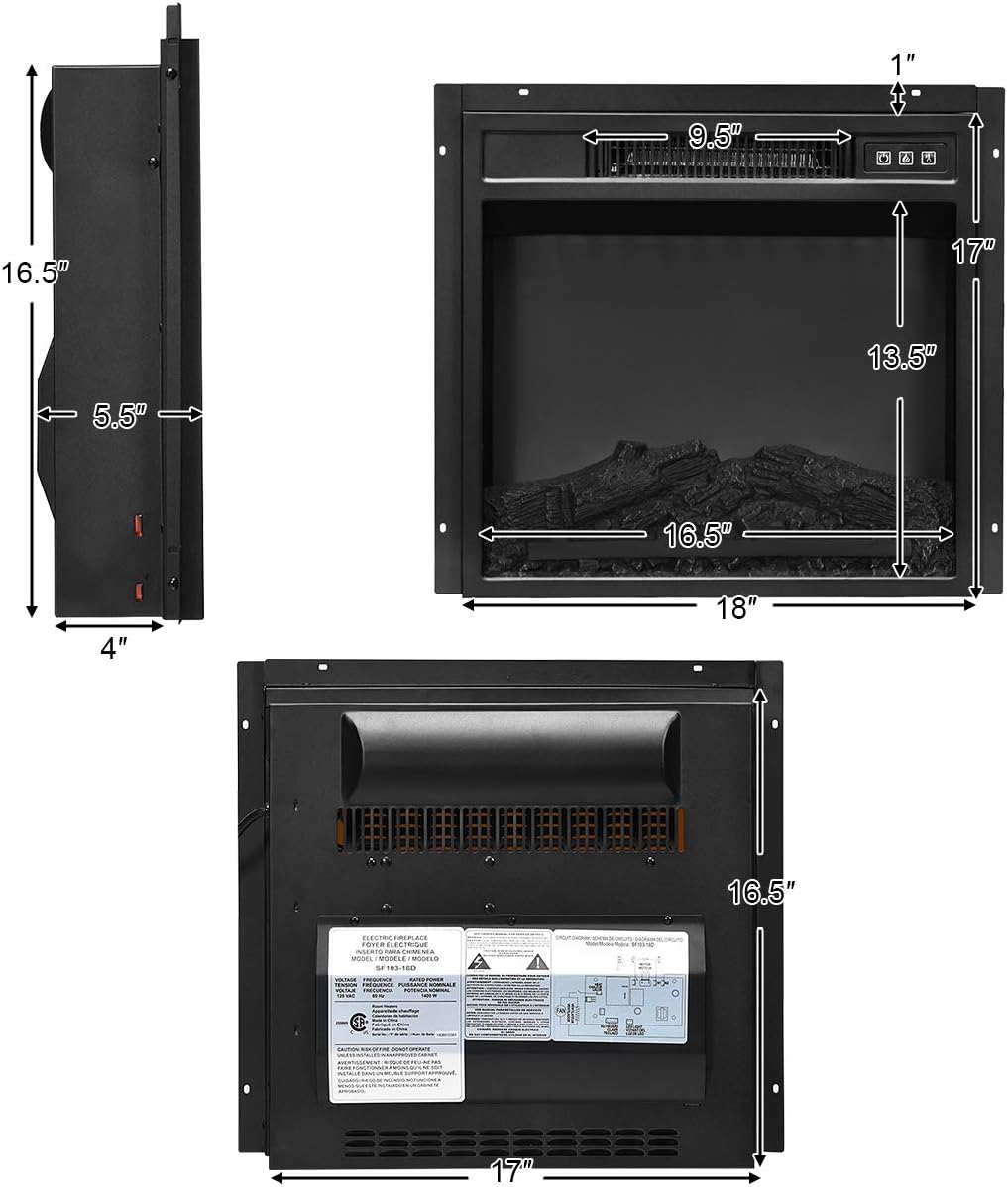 Fireplace Stand Media Storage Cabinet Console with Electric Fireplace with Remote Control N727769