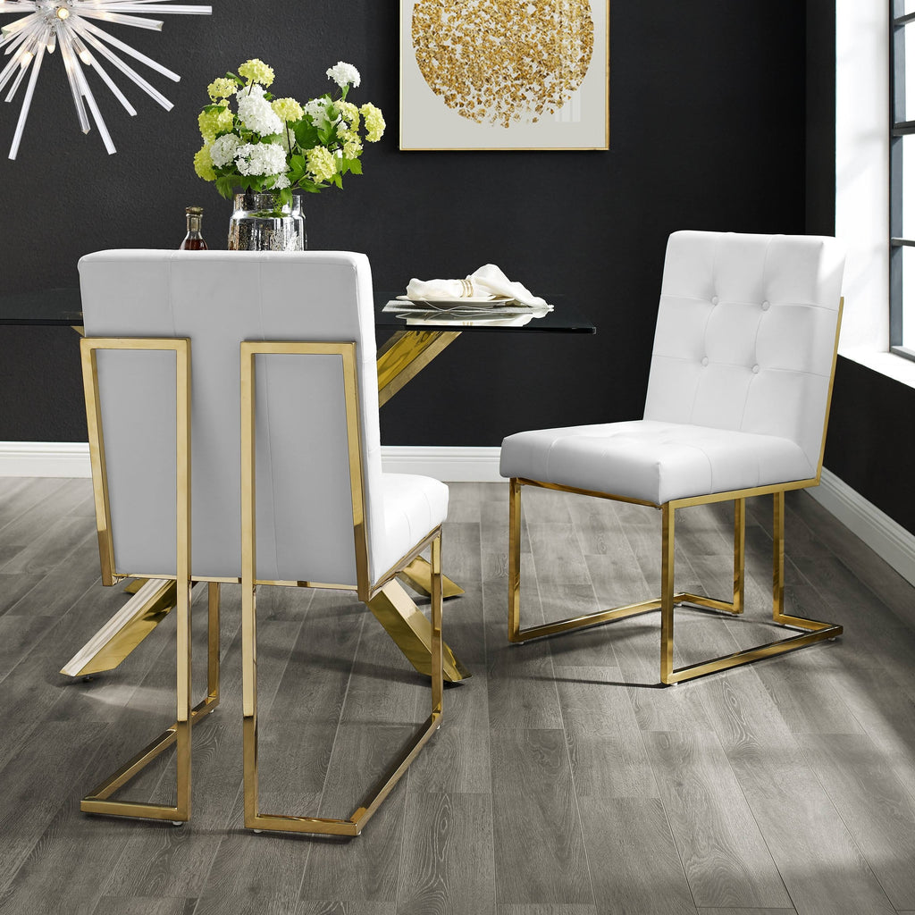 PU Leather or Velvet Armless Dining Chair Set of 2 with Chrome Frame V437394
