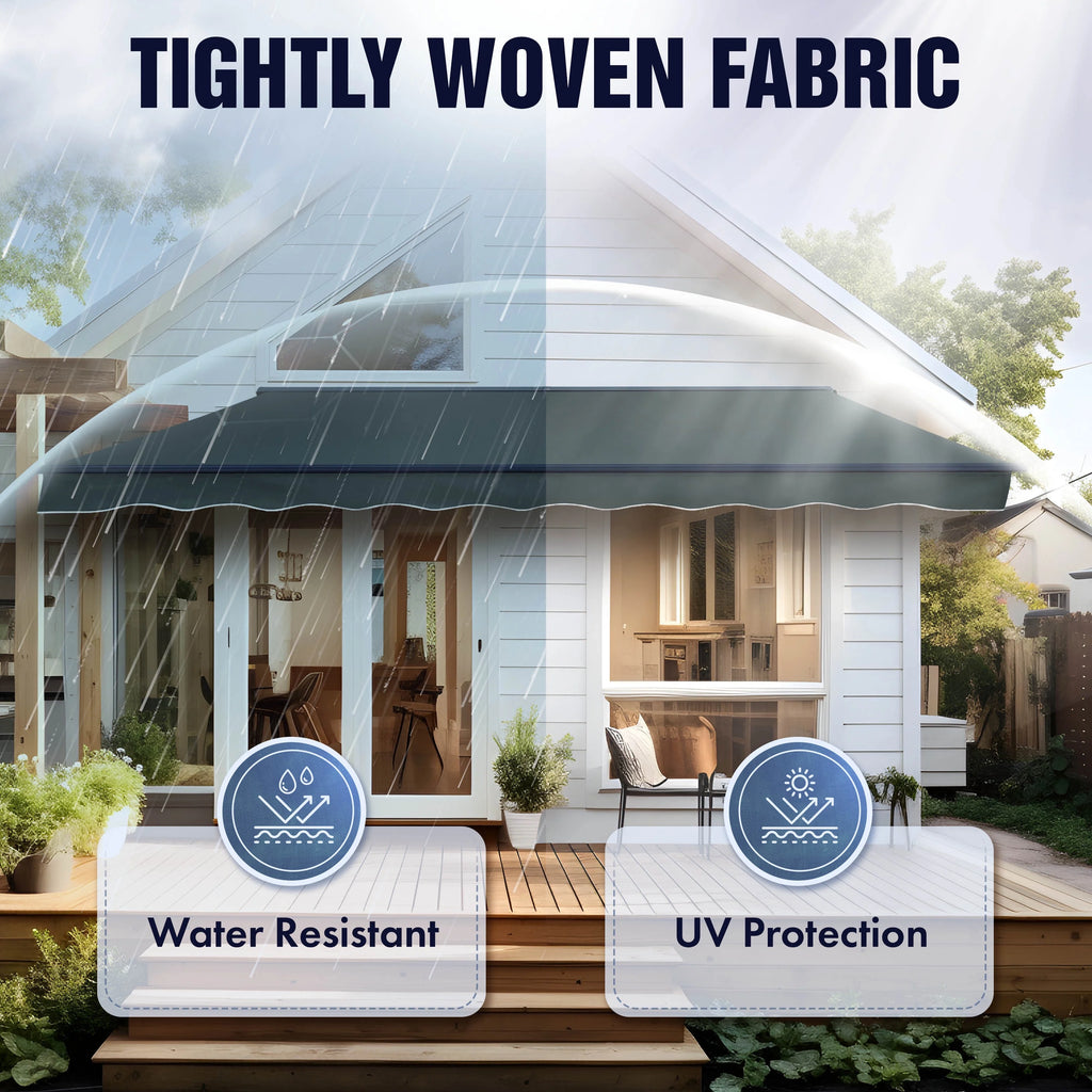 Gray LED Motorized Retractable Patio Awning Q5357