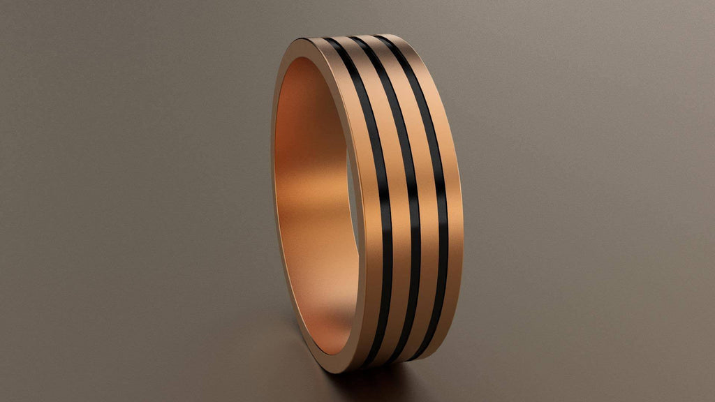 Brushed Rose Gold 6mm Groove Wedding Band 10kt / 7.5 D8472