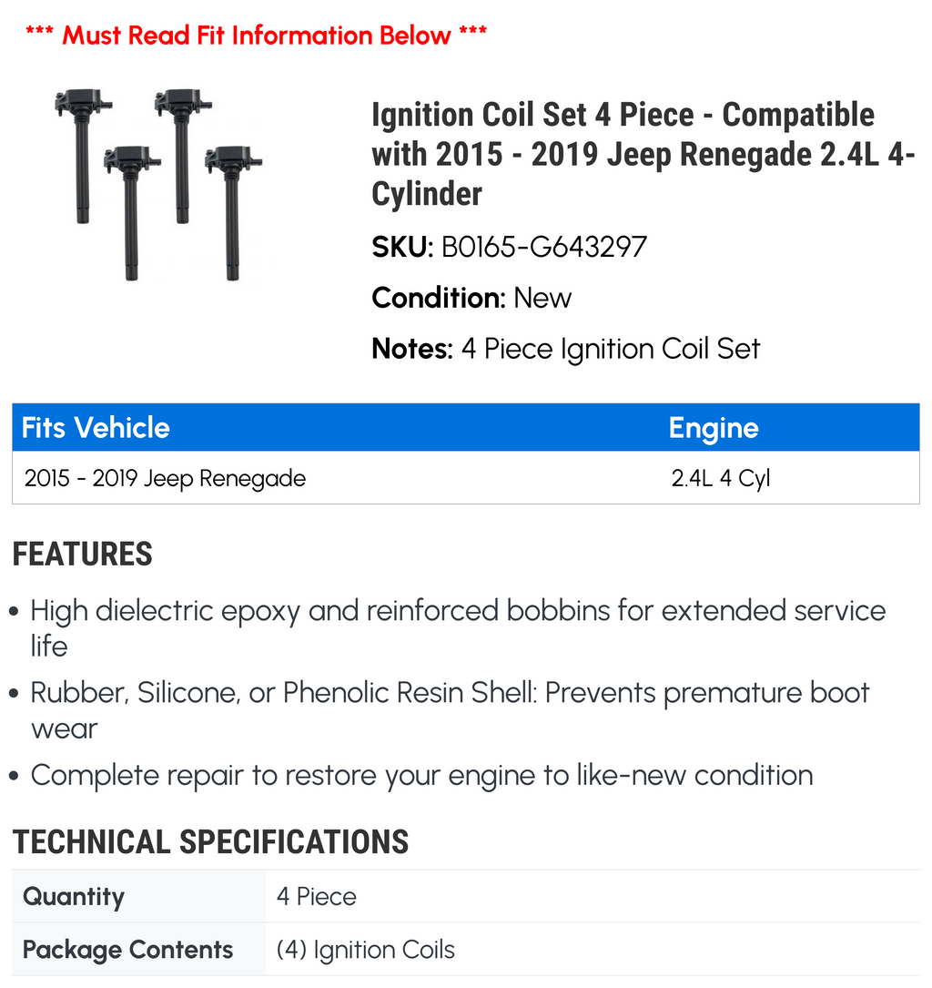 Ignition Coil Set 4 Piece N7337