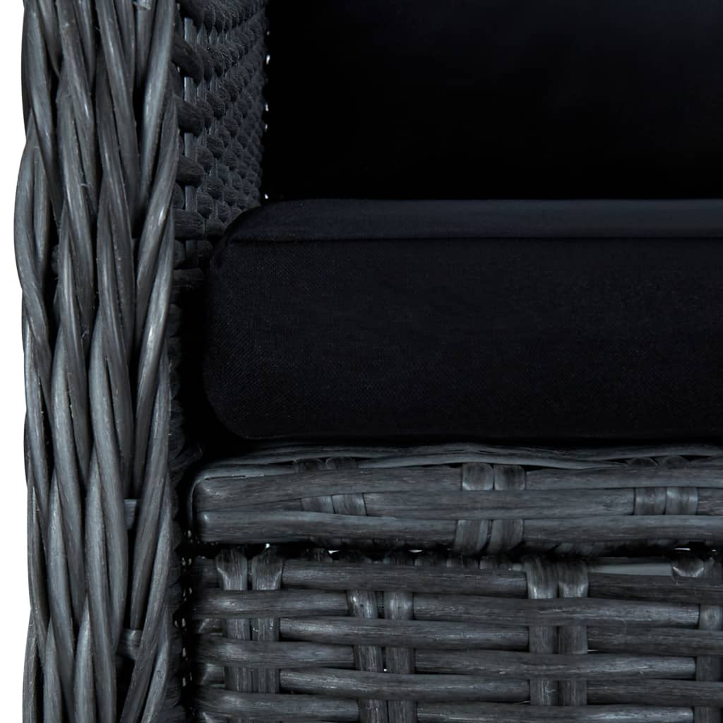 2 pcs Poly Rattan Dark Gray Patio Chairs with Cushions U160235