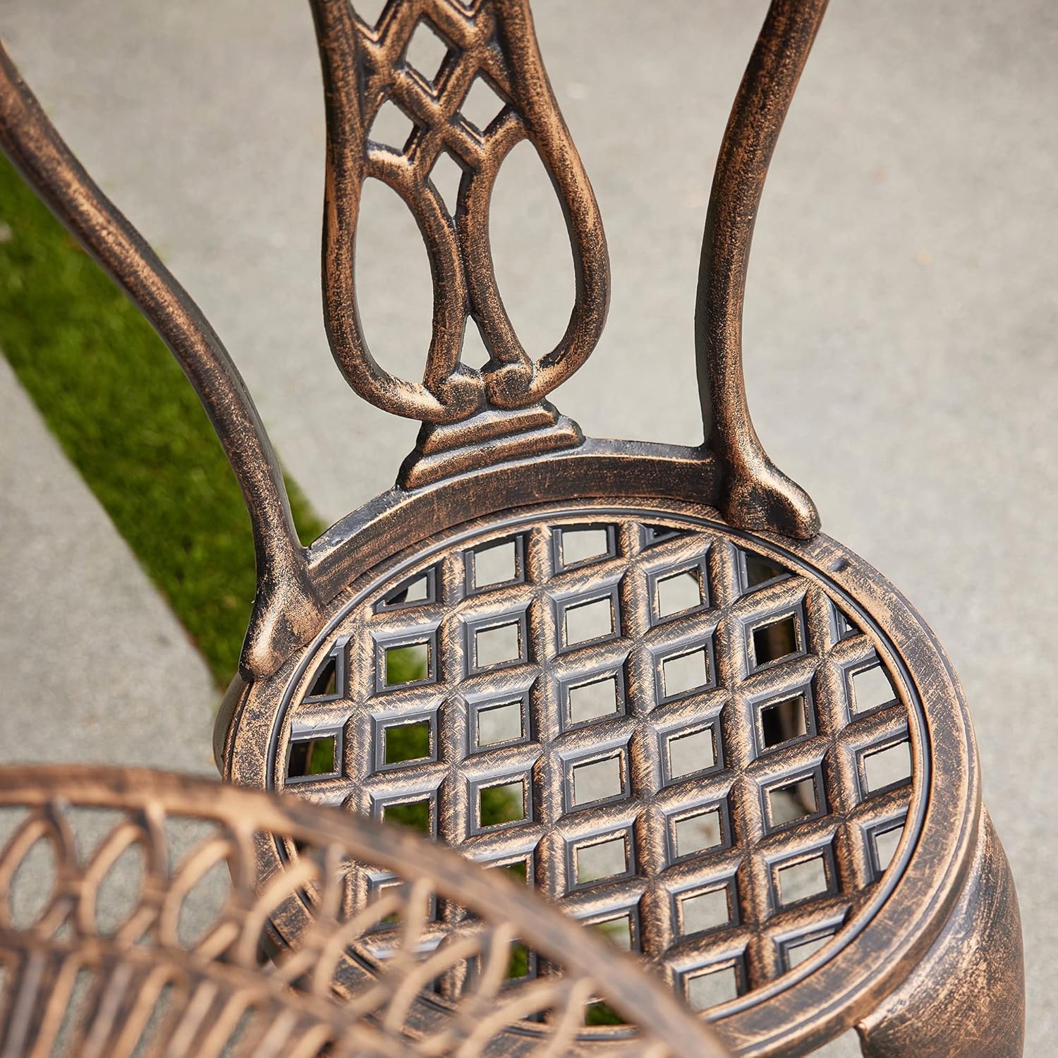 3PC Cast Aluminum Bistro Table and Chair Set D76427