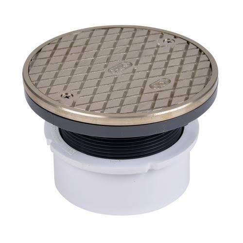 4x22 PVC Hub Base Adjustable Cleanout with Nickel Cover & Round Ring P348