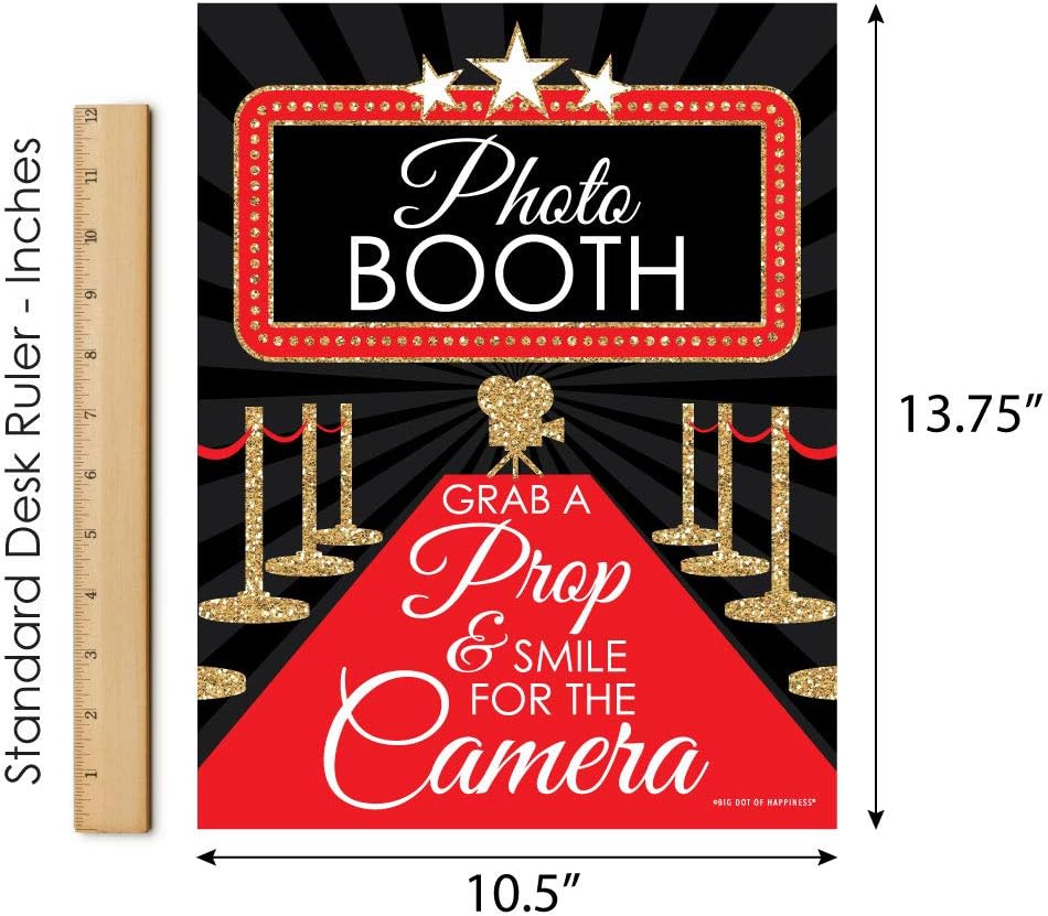 Red Carpet Hollywood Photo Booth Sign, 10.5 x 13.75 inches, 1 Piece P795