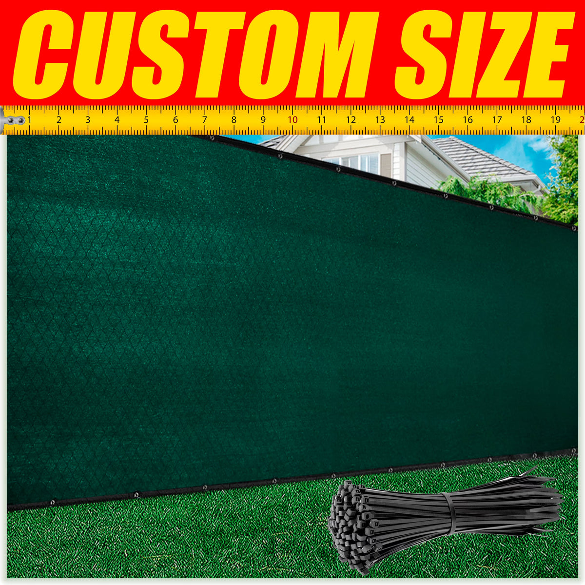 Green Fence Privacy Screen Windscreen Shade Fabric Cloth HDPE with Grommets M4527