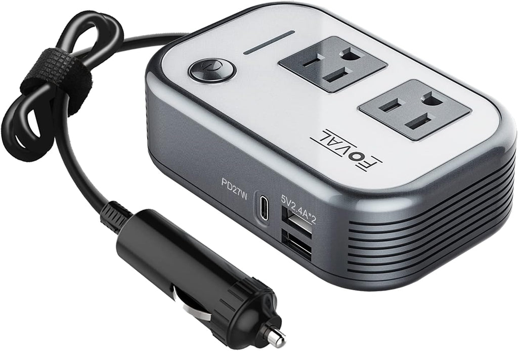 200W Car Power Inverter, DC 12V to AC 110V, Dual USB Ports, Pack of 2 E271