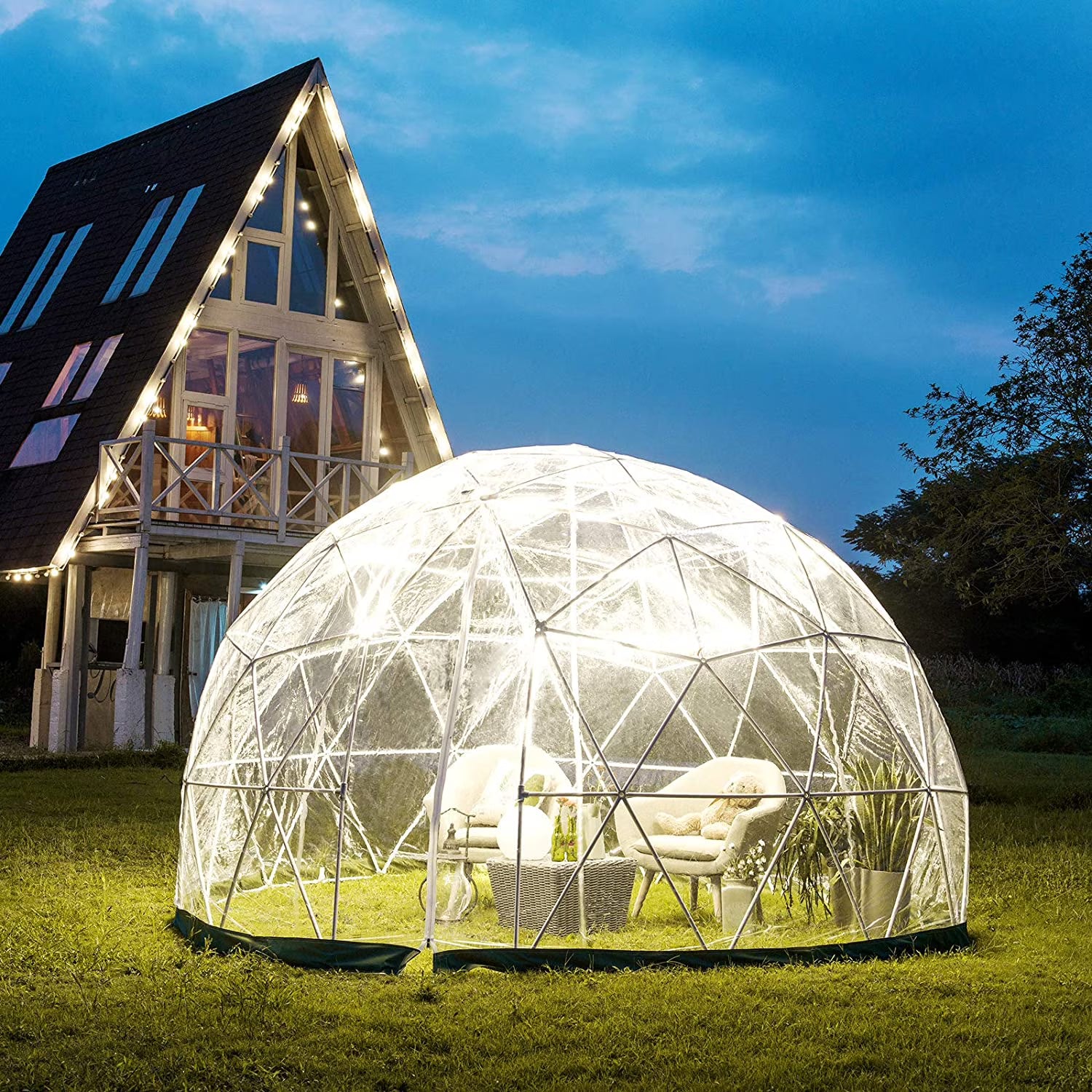 9.5ft PVC Geodesic Dome Bubble Tent with Door and Windows P985878