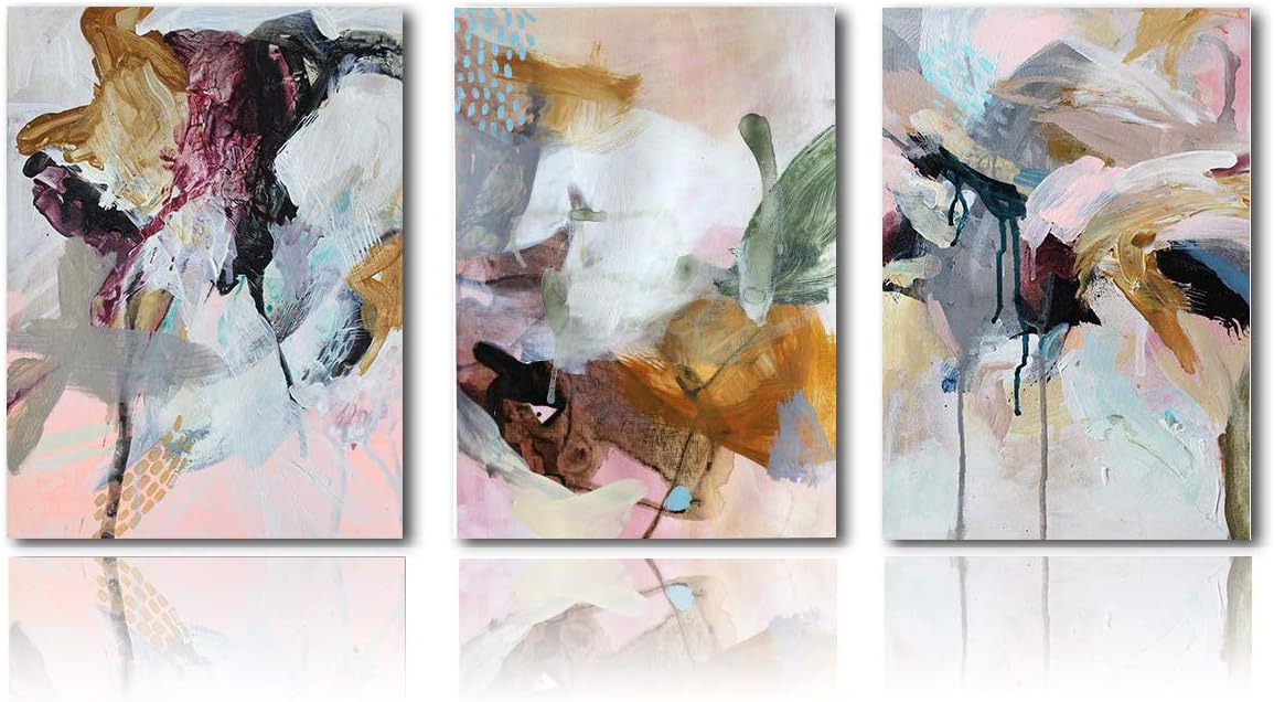 Framed Canvas Wall Art Abstract Painting Prints 12X16InchX3 U3940