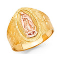 14k Yellow Rose Gold Two Tone Cross Band Ring T16077
