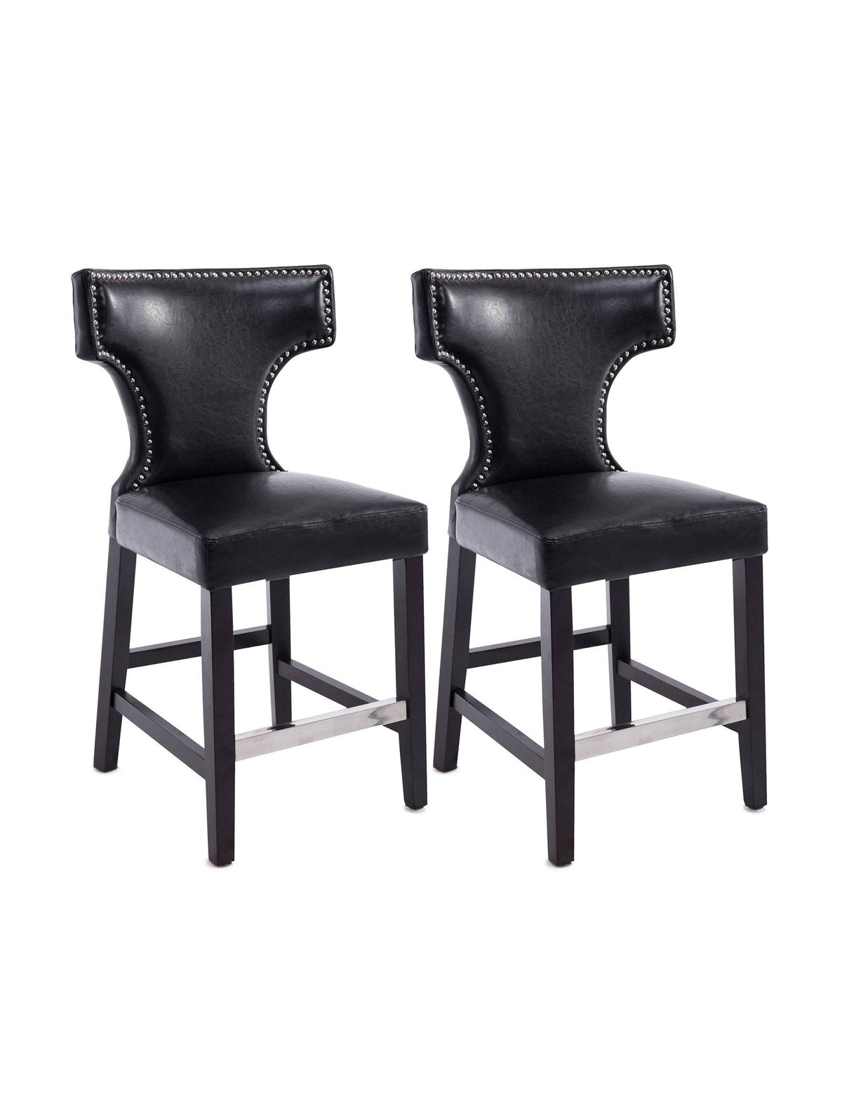 Black Metal Studs Counter Height Barstool (Set of 2) R8413
