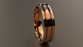 Polished Rose Gold 6mm Double V Groove Wedding Band 7 R921