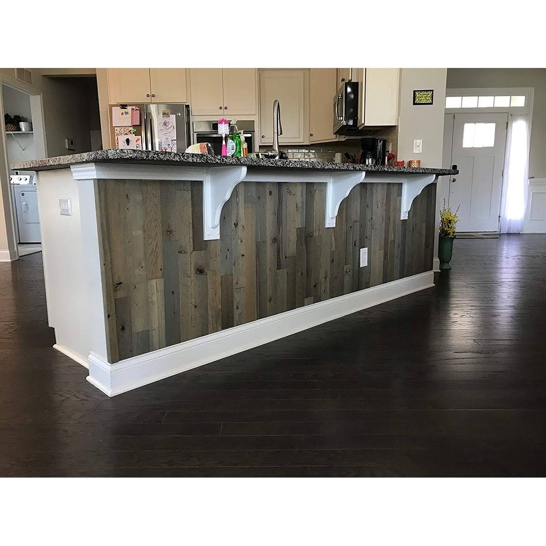Reclaimed Wooden Wall Planks, Peel and Stick, 5x22 Wide, 10 Sq. ft, Driftwood L949797