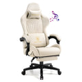 Ivory PVC Leather Gaming Chair with Footrest E600