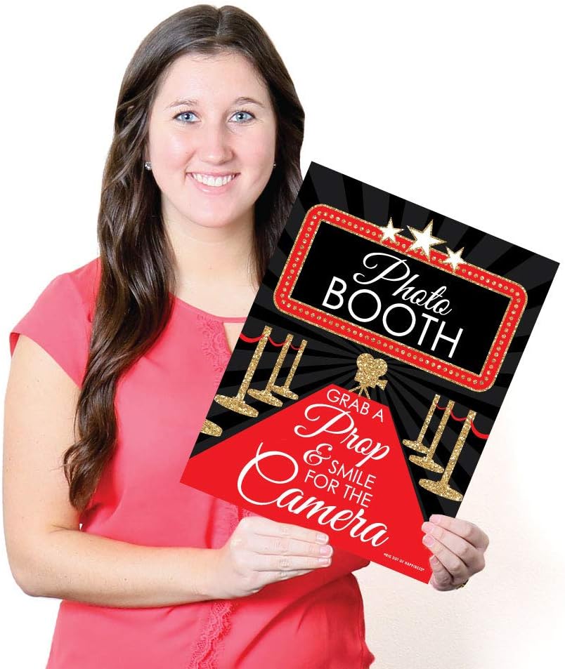 Red Carpet Hollywood Photo Booth Sign, 10.5 x 13.75 inches, 1 Piece P795