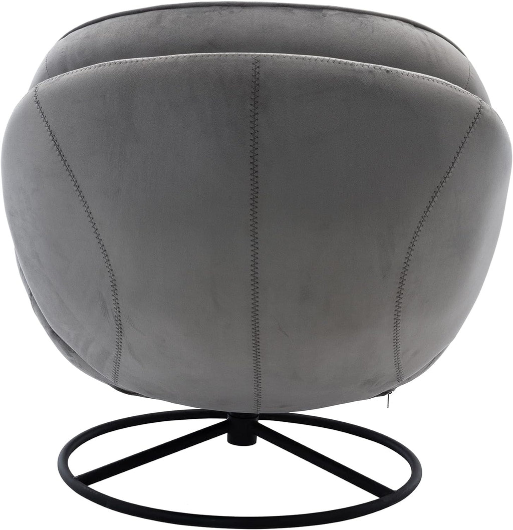 Grey Velvet Swivel Accent Chair with Ottoman and Metal Frame H972051