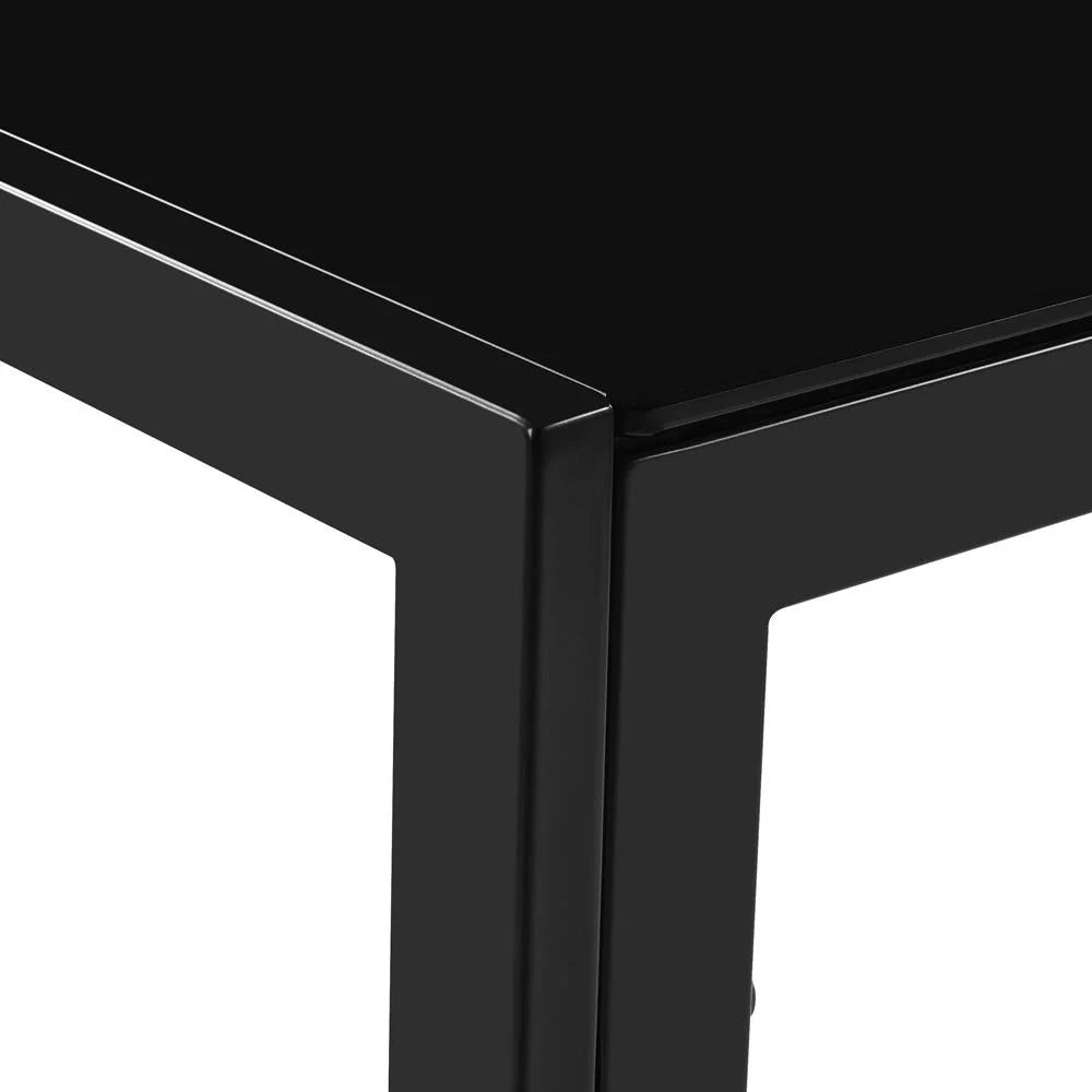 7 Pcs Glass Dining Table Set with 6 Chairs, Black R538090