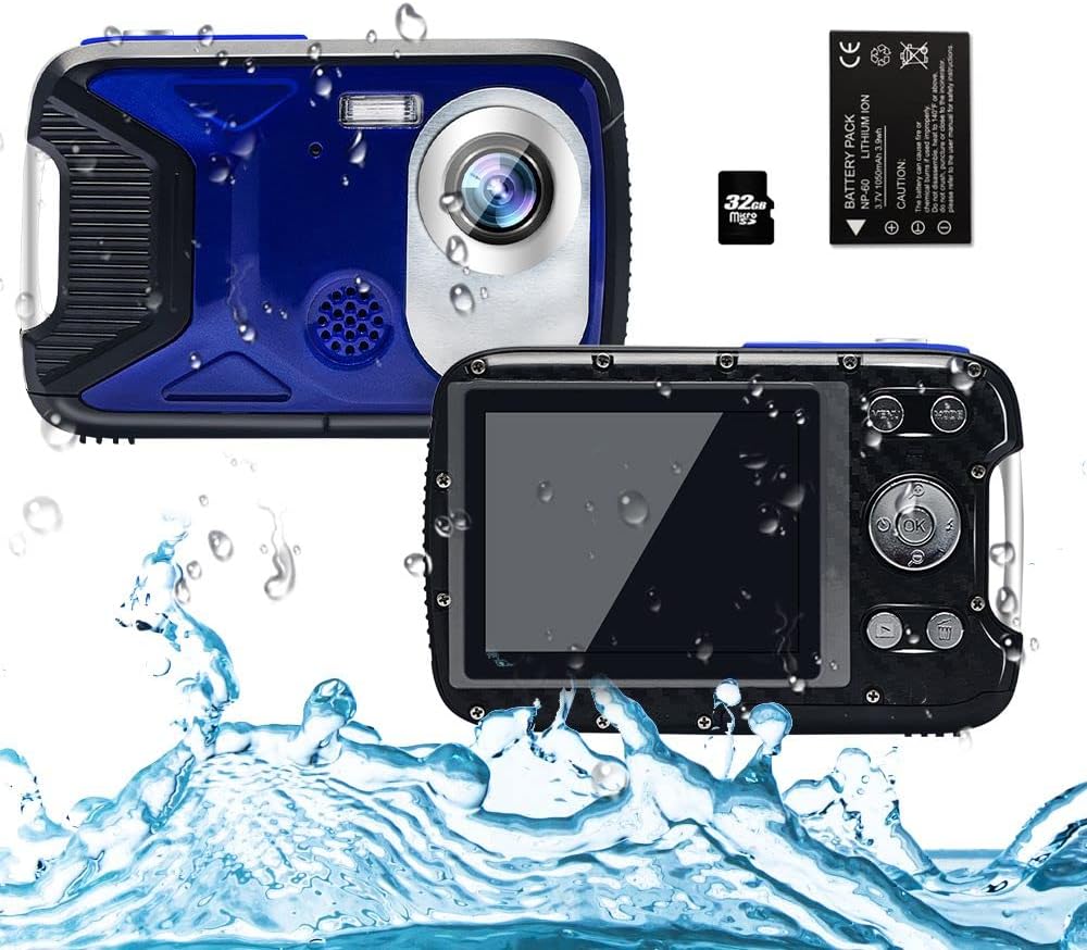 Waterproof Underwater Digital Camera with Flash, 2.8 Inch LCD, Orange, 32G Card, Pack of 2 M394377