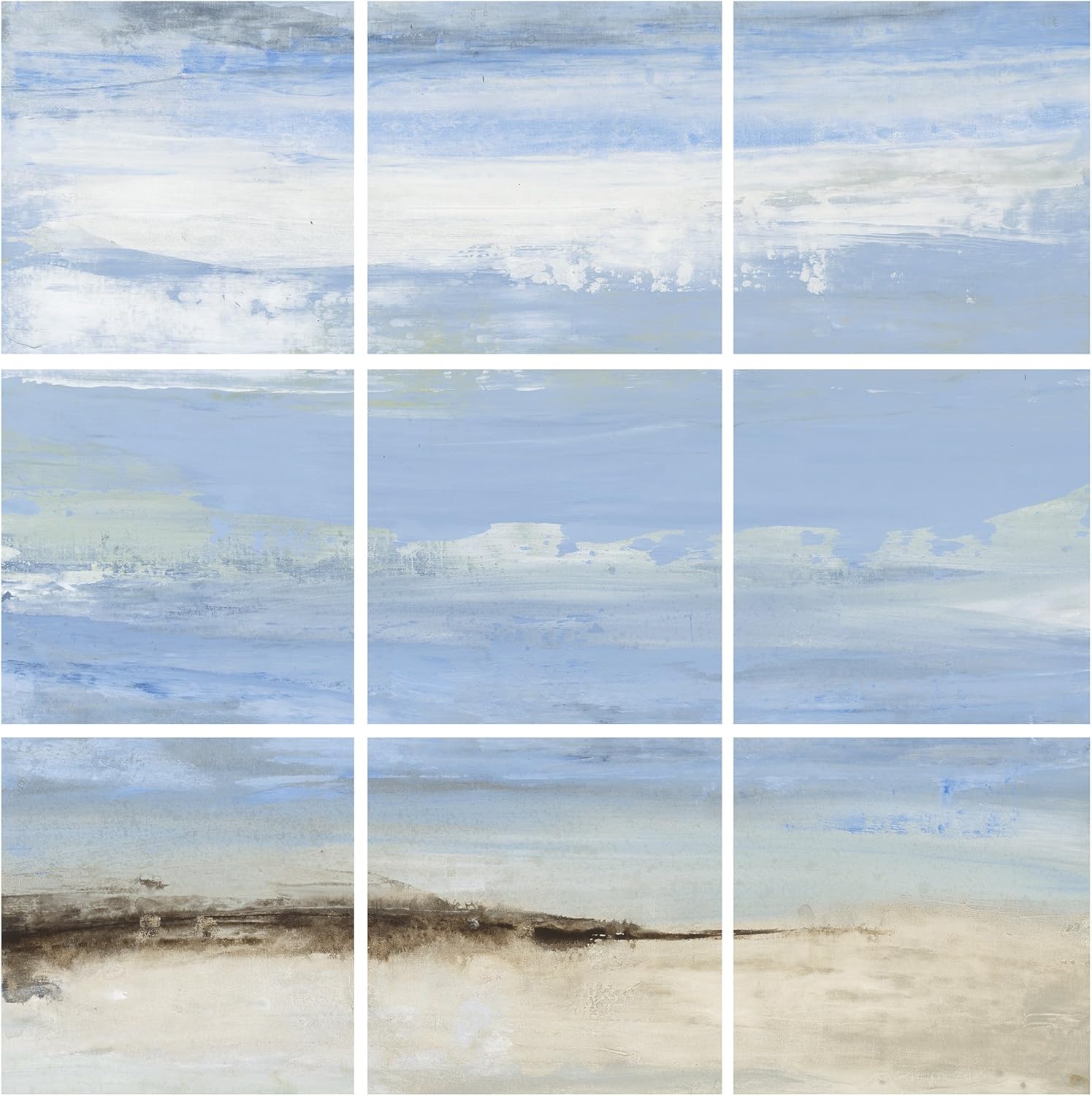 Abstract Beach Seascape 9 pc Wall Art Set L2037