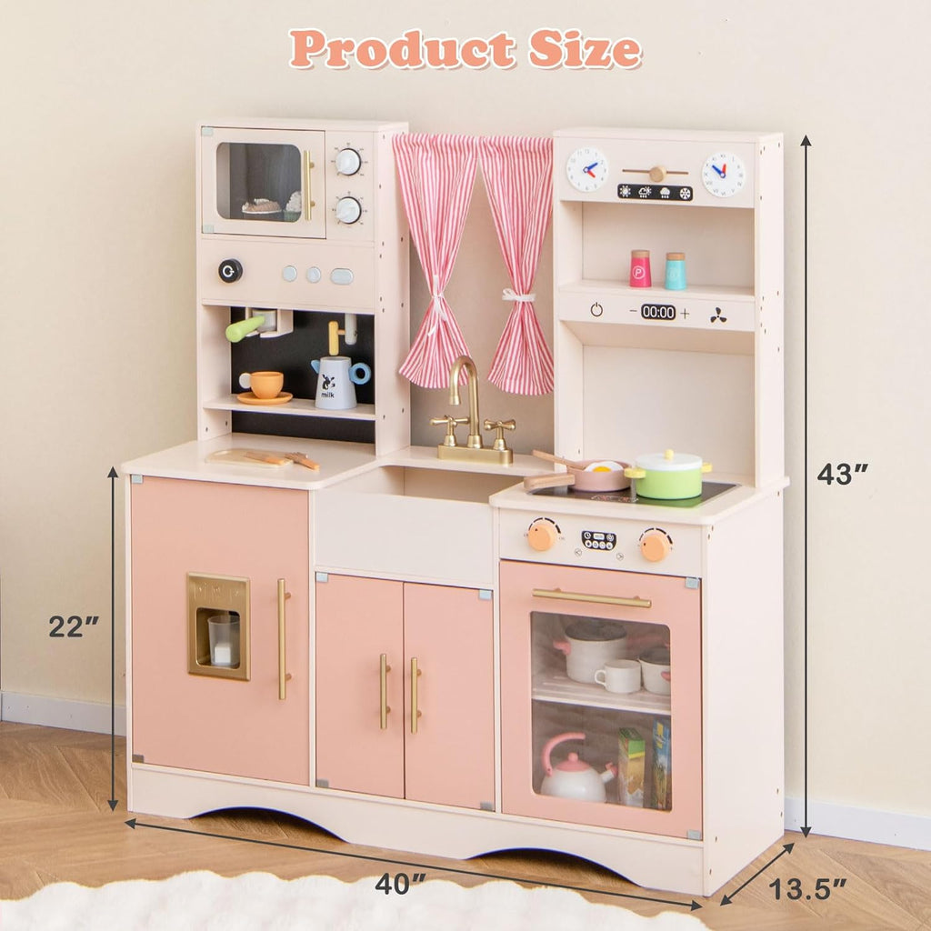 Peach Pink Wooden Kids Kitchen Playset O419239