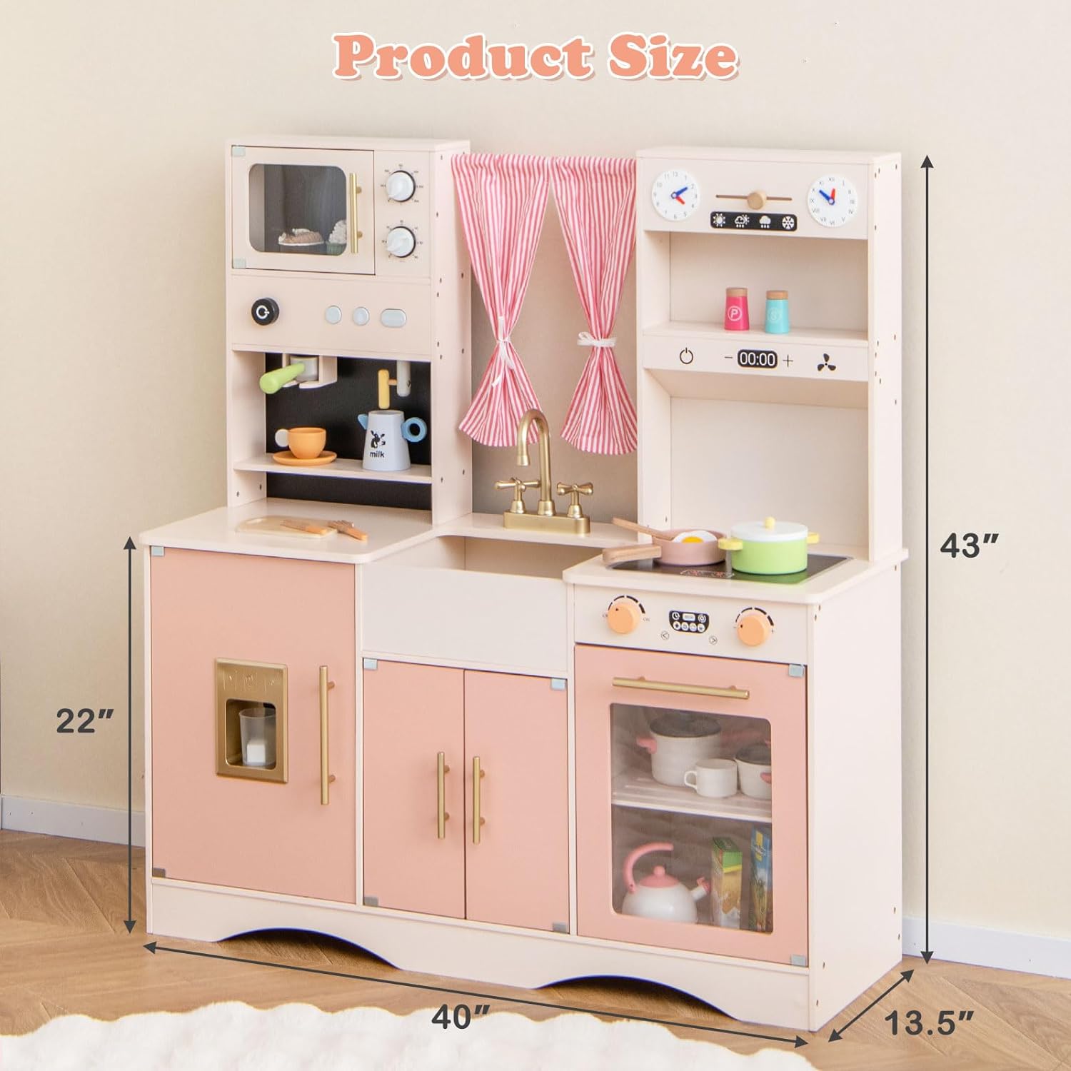 Peach Pink Wooden Kids Kitchen Playset O419239