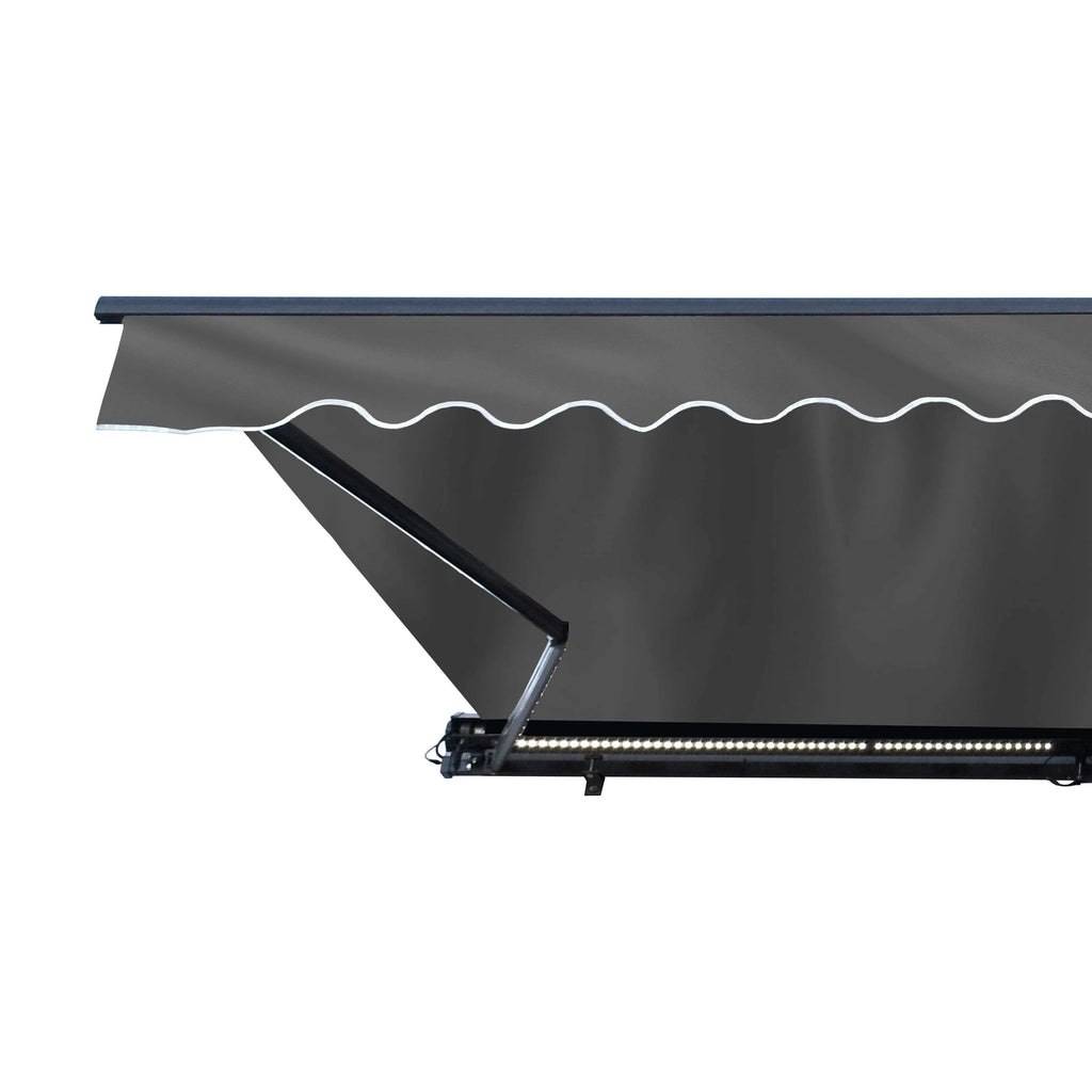Gray LED Motorized Retractable Patio Awning Q5357