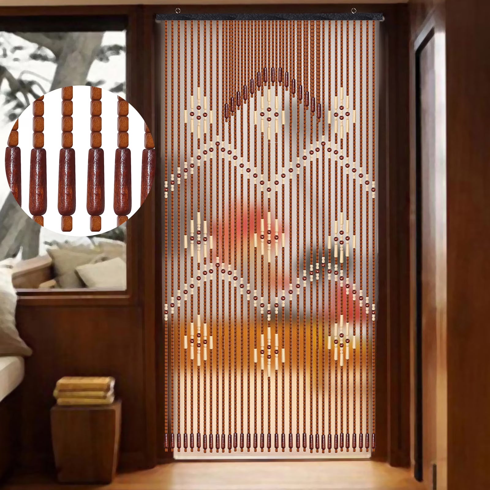 Wooden Bead Door Curtain 35x68in, 32 strands D373182