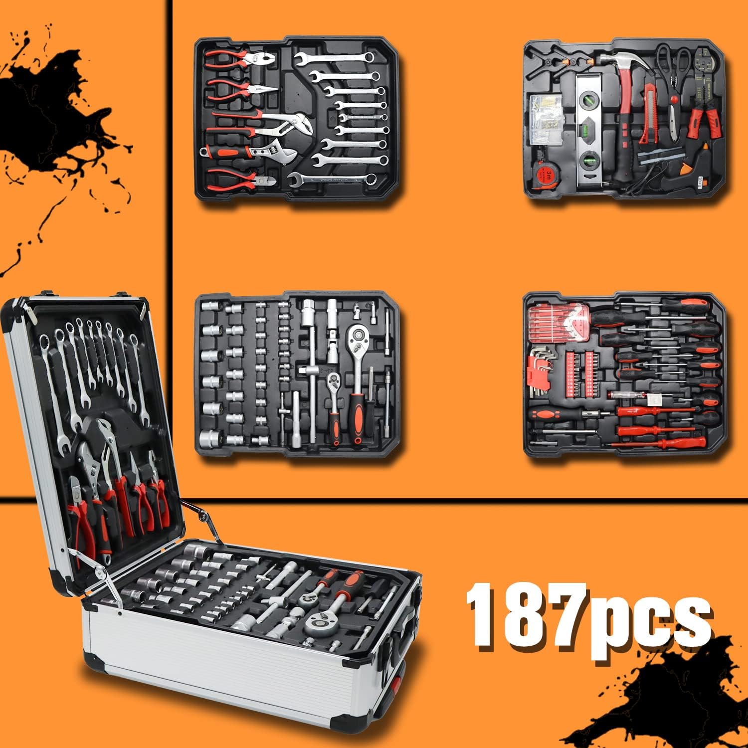 187-Piece Tool Kit with Wheels Tool Box T2620
