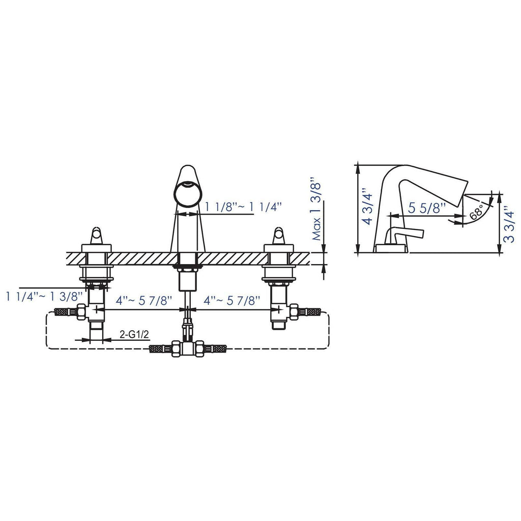 Polished Chrome Widespread Bathroom Faucet N803017