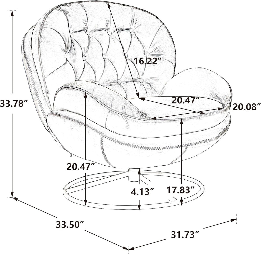 Grey Velvet Swivel Accent Chair with Ottoman and Metal Frame H972051