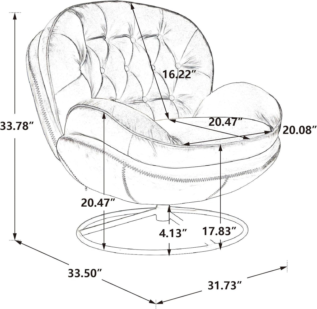 Grey Velvet Swivel Accent Chair with Ottoman and Metal Frame H972051