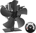 5-Blade Heat Powered Stove Fan with Stove Thermometer (Aluminium Gold, Large Size) Pack of 2 H94692