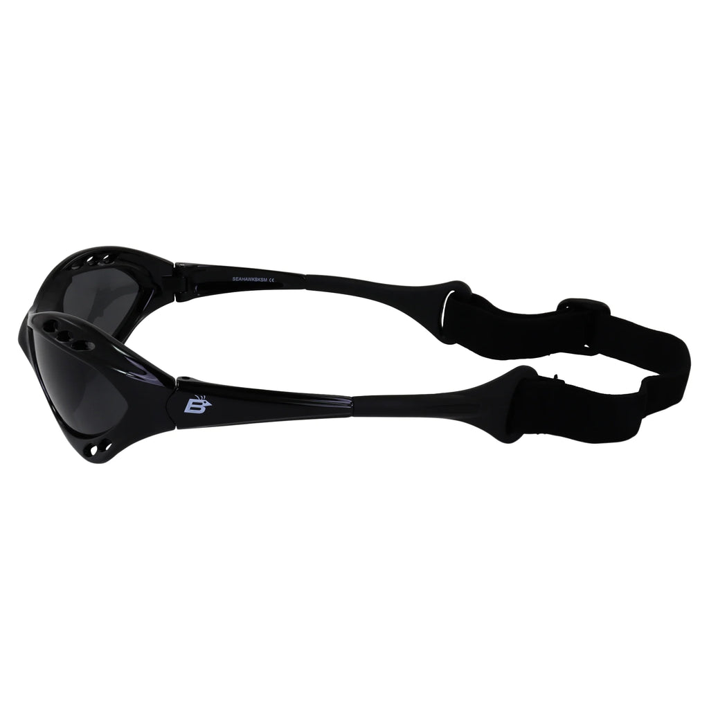 3 Pairs Padded Polarized Sunglasses with Strap, Silver & Black Frames with Smoke Lens & Black Frame with Purple Mirror Lens E51867