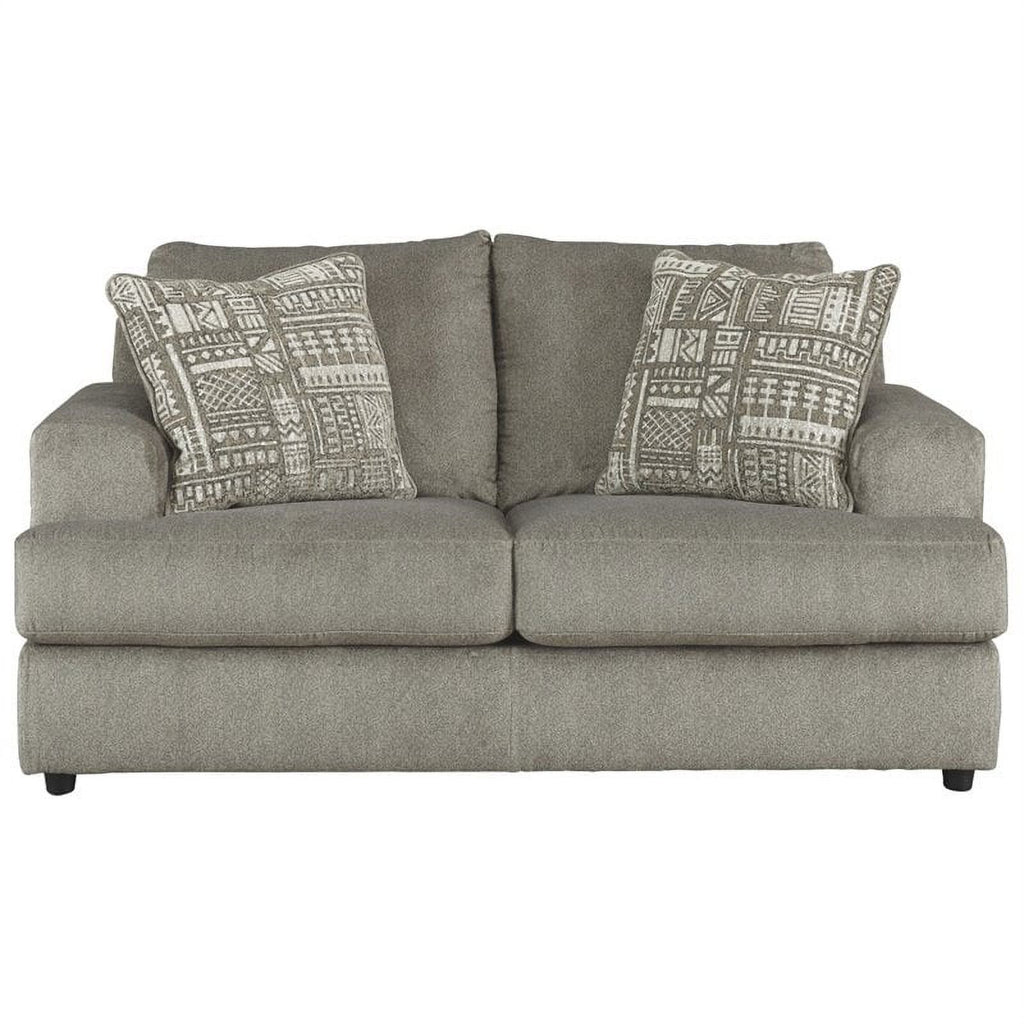 Ash Gray Microfiber Fabric Loveseat W485565