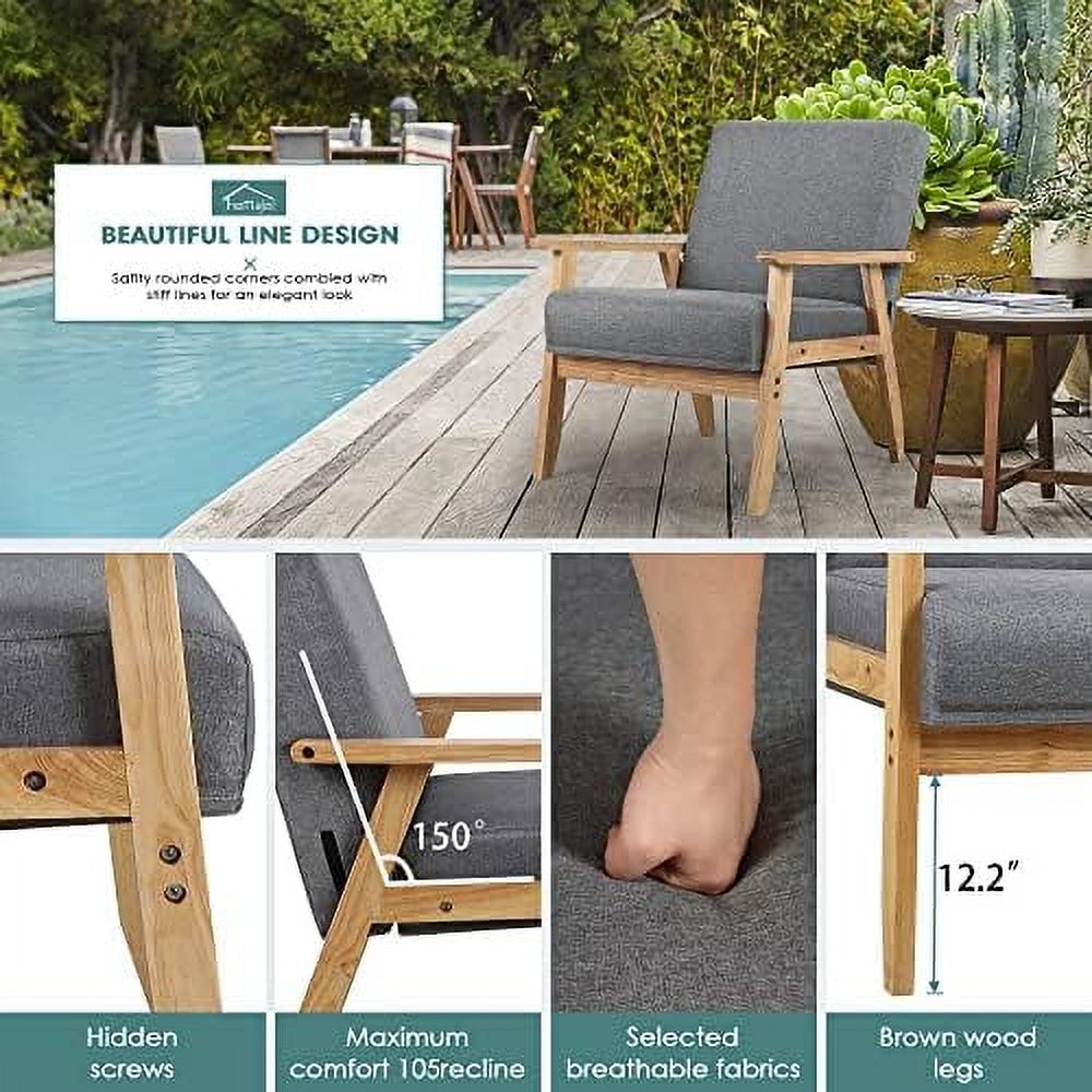 Beige Wooden Accent Chairs Set of 2 D843