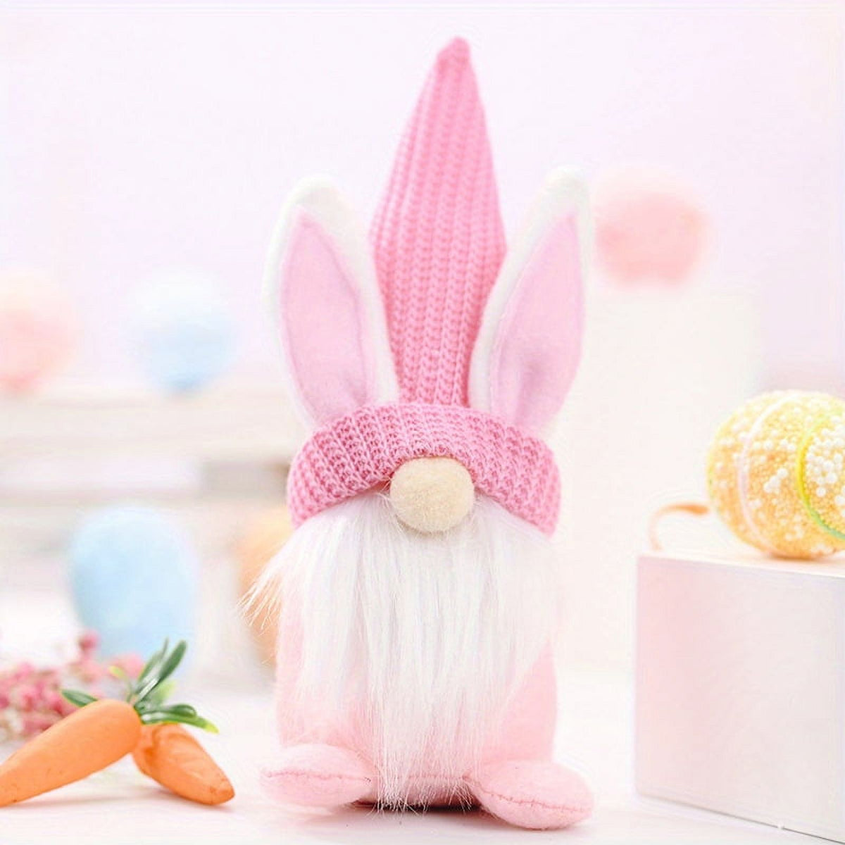 Easter Gnomes Decorations, 2 Pack Bunny Tiered Tray Plush Gnome Decor Handmade Swedish Tomte Elfs Dwarf Rabbit Doll A8646