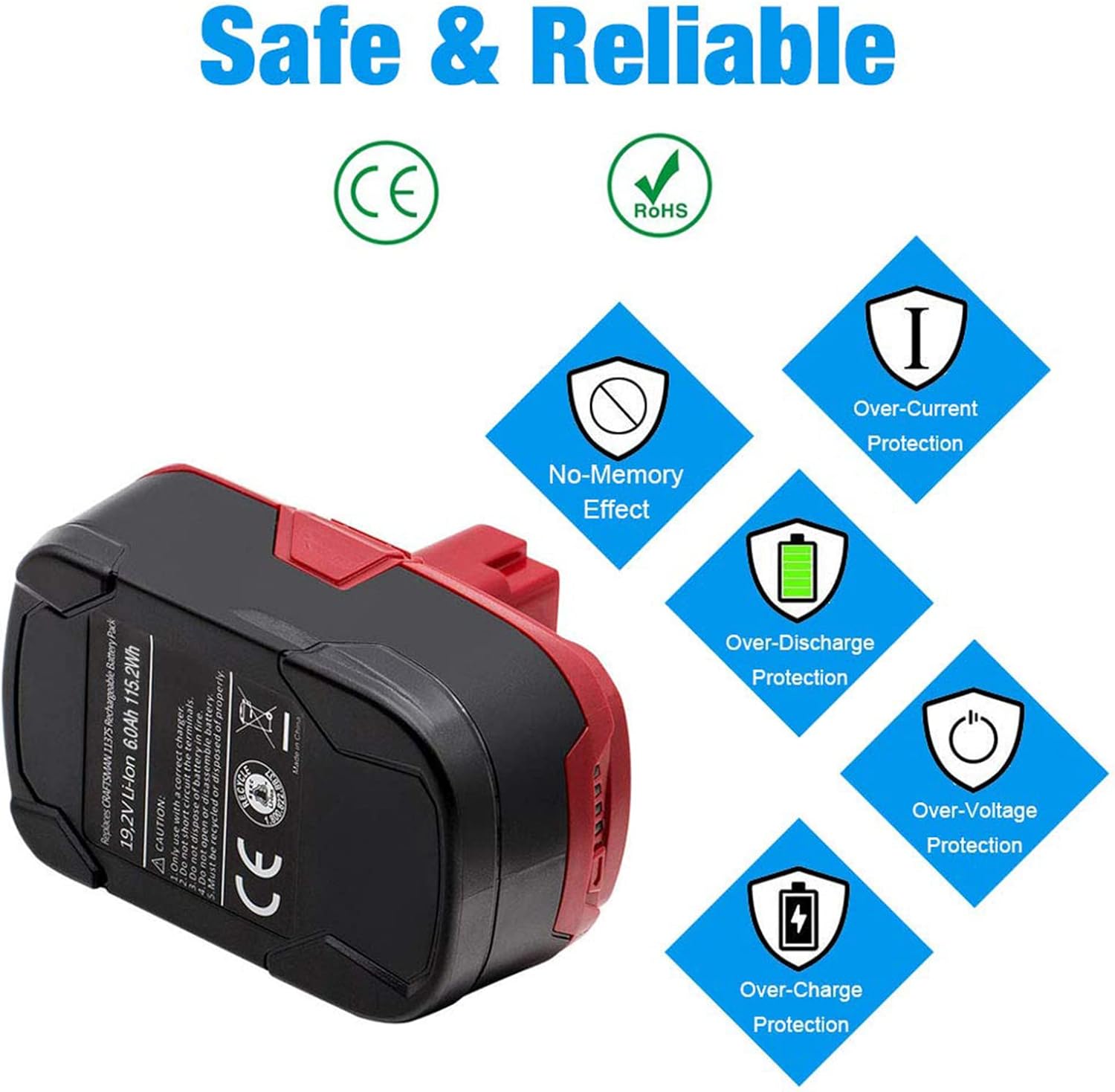 4-Pack 6.0Ah Lithium ion Battery for Craftsman 19.2Volt C421