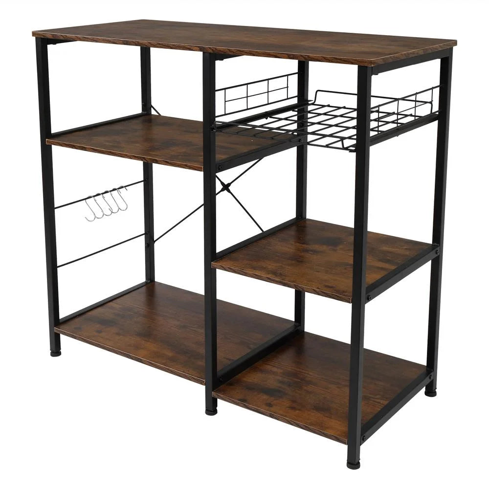 Rustic Brown Bakers Rack Microwave Oven Stand K3871
