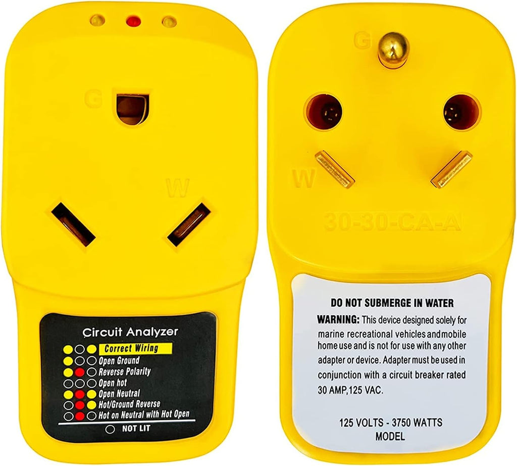 30 Amp Surge Protector Adapter Circuit Analyzer with LED Indicator Light, Pack of 2 V5012