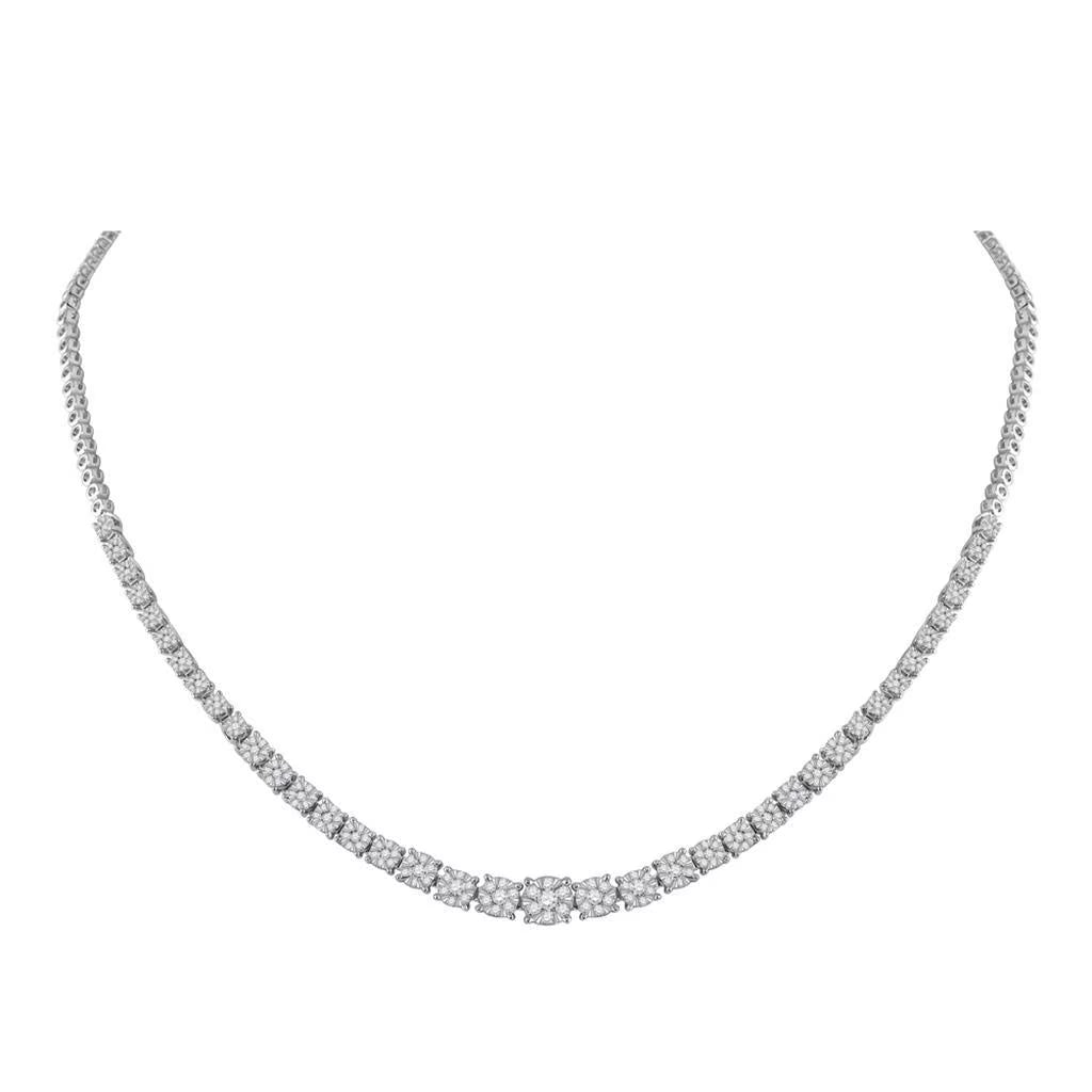 14k White Gold Diamond Tennis Necklace 2-1/3 Ctw I433026