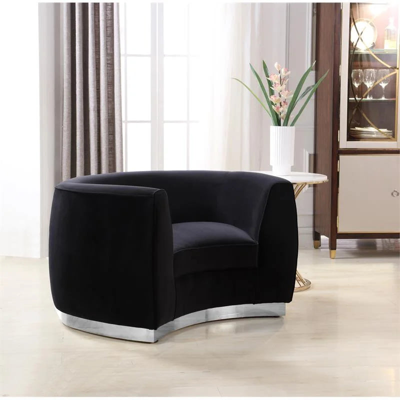 3-Piece Set with Accent Chair Chaise & Loveseat in Black and Chrome A82147