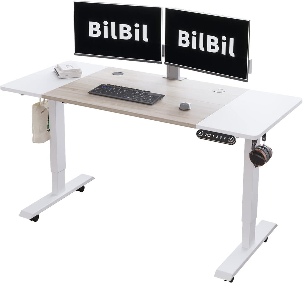 Black Frame Rustic Brown Top Height Adjustable Electric Standing Desk M178